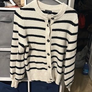 White and black stripe sweater